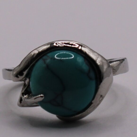 18259-US 5 Round Blue Stone Ring. - Picture 1 of 4